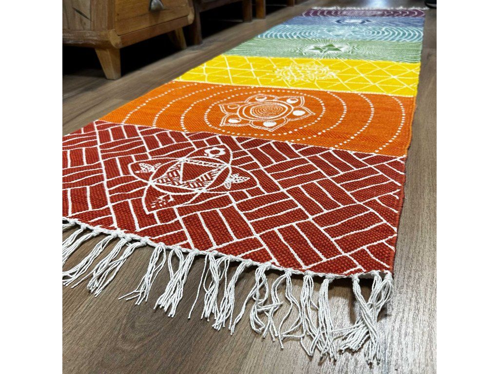Yóga Podložka ze 100% Bavlny - 60x200cm - 7 Čaker: Motiv sedmi čaker