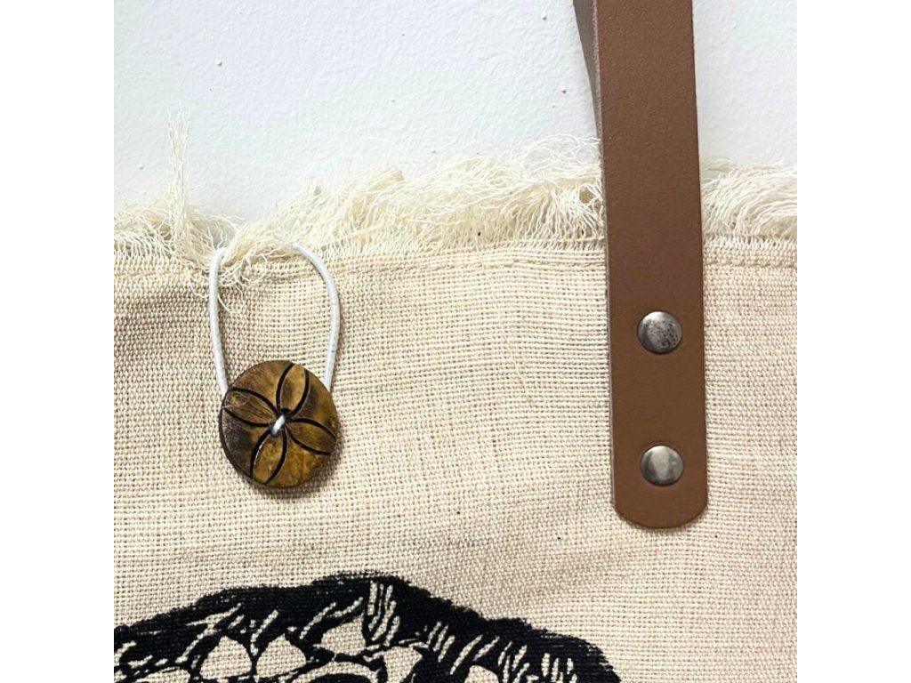 Přírodní Taška s Koženým Uchem - Mandala: Kožená ucha