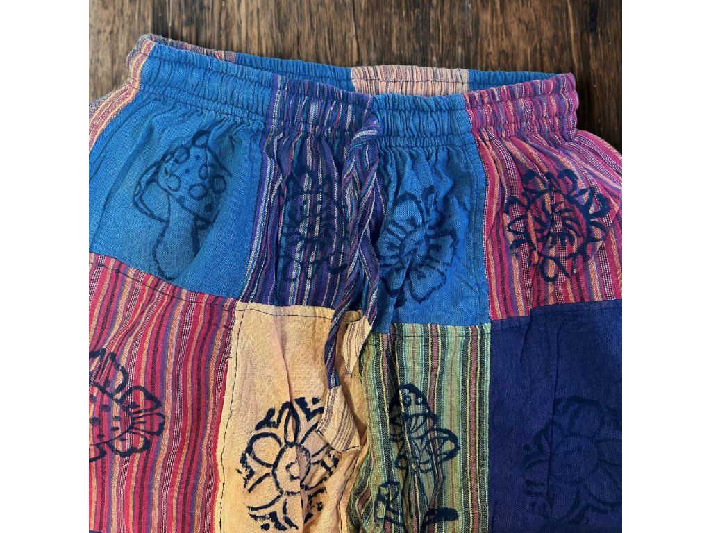 Nomad Sari - Kalhoty se Vzorem Hub - Blokový Potisk - Oranžové Tóny L/XL: Patchwork s potiskem hub
