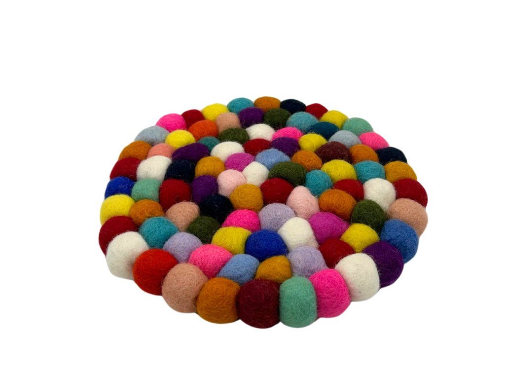Okrouhlé Podložky z Plstěných Kuliček - 20cm - Více Barev: Barevné kuličky