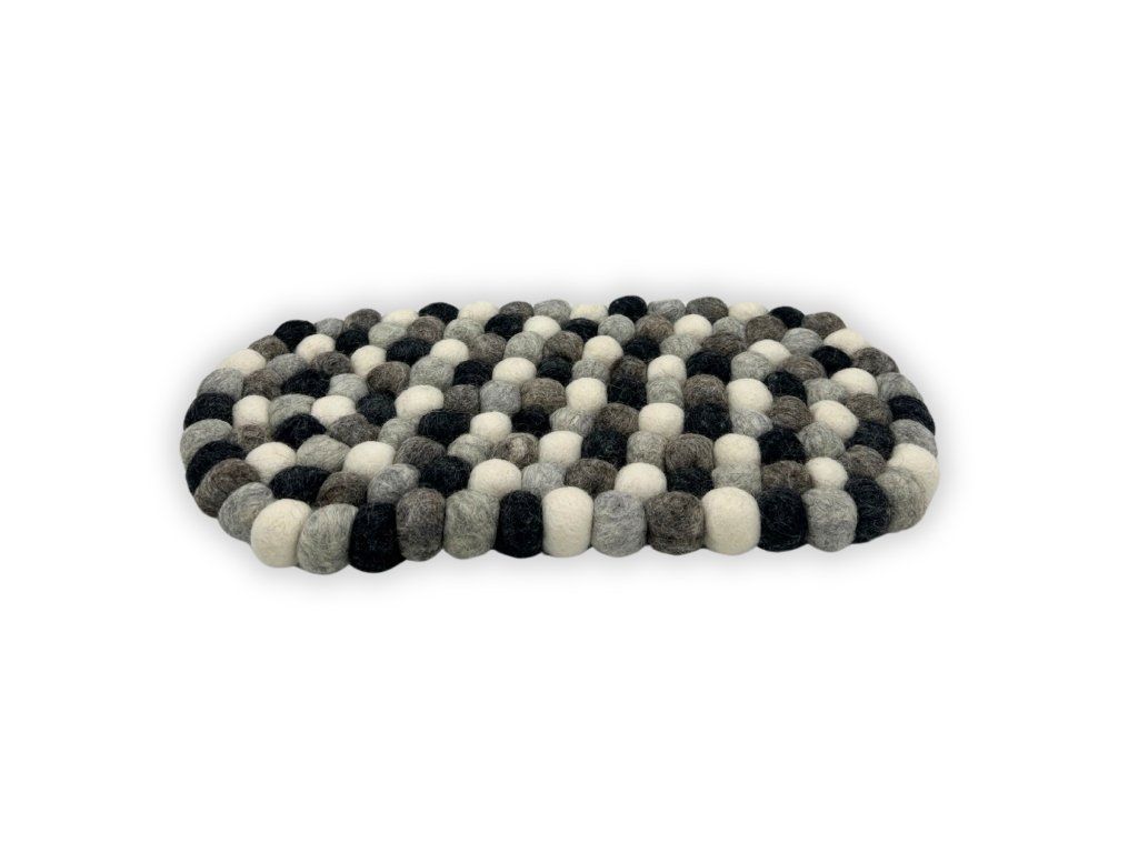 Oválné Podložky z Plstěných Kuliček - 38x18cm - Odstíny Šedé: Odstíny šedé