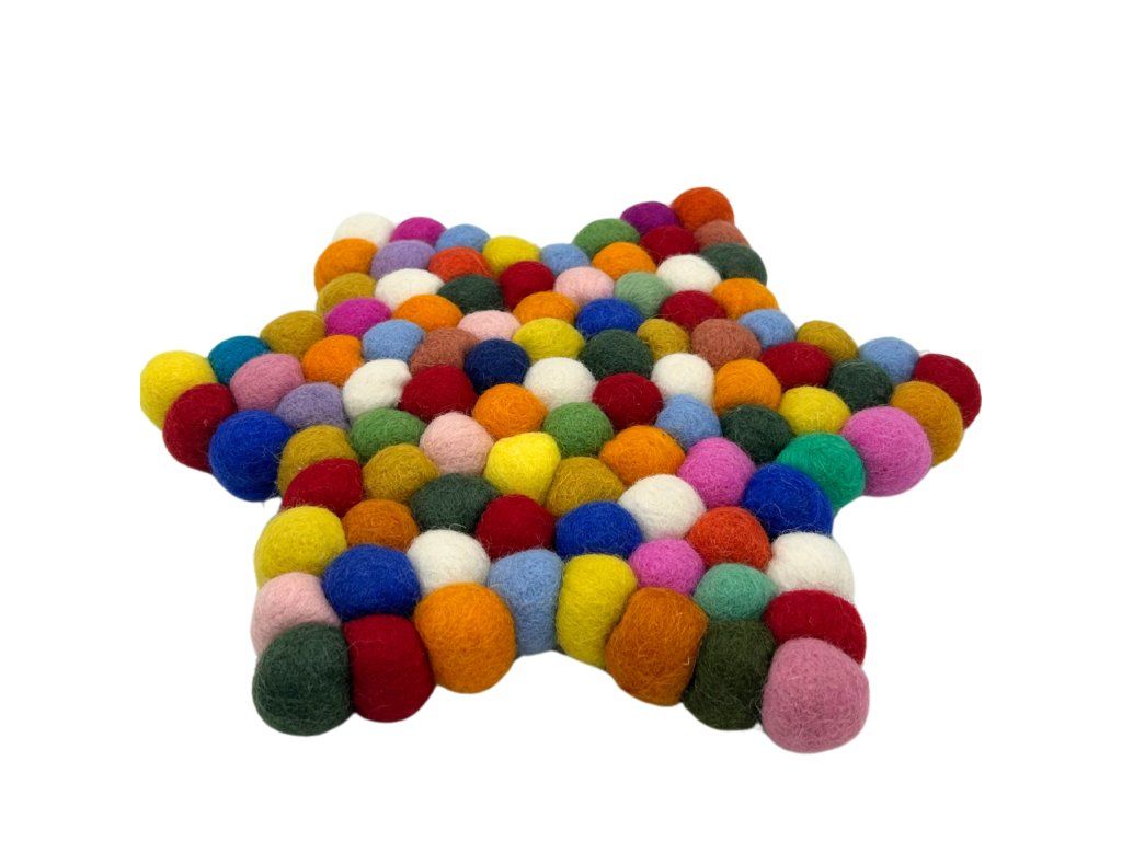 Podložky Hvězda z Plstěných Kuliček - Více Barev: Více barev