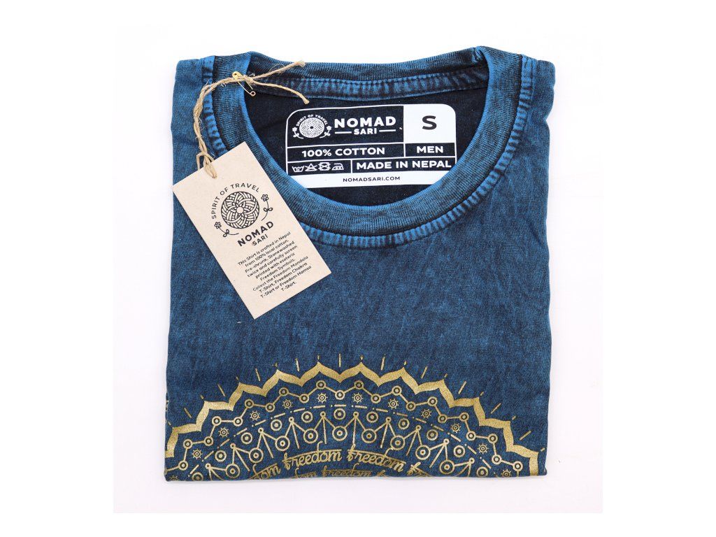 Malé Stone Washed Tričko - Mandala - Modré: Prané kamenem