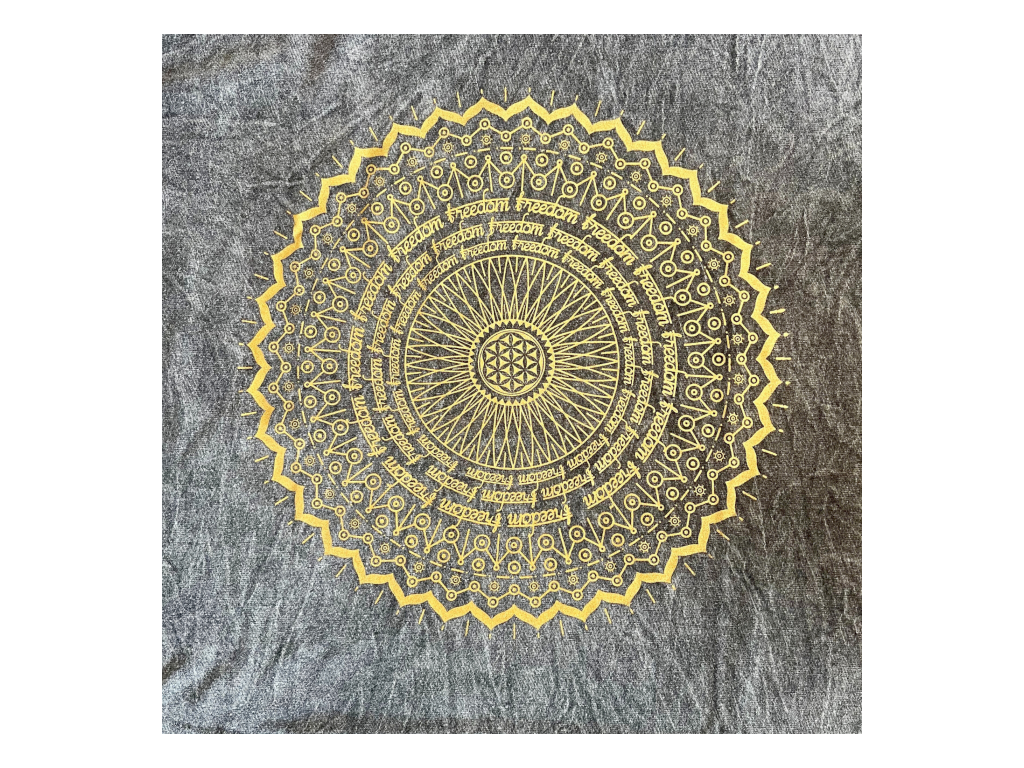 Velké Stone Washed Tričko - Mandala - Zelené: Motiv mandaly