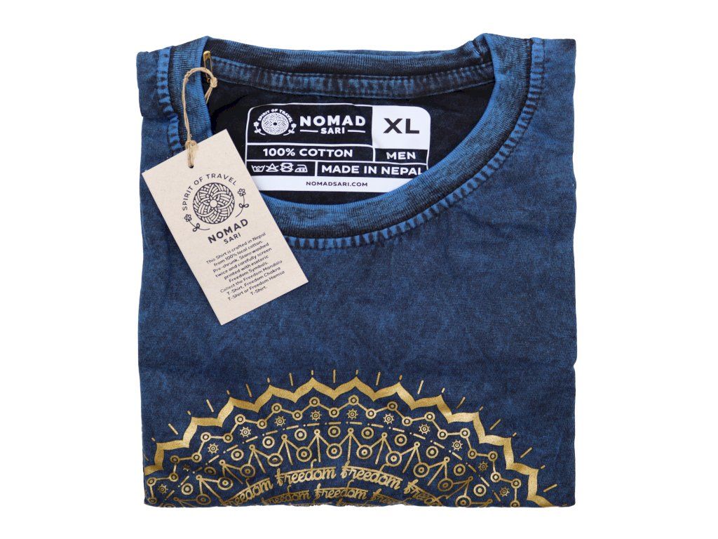 Extra Velké Stone Washed Tričko - Mandala - Modré: Stone Washed