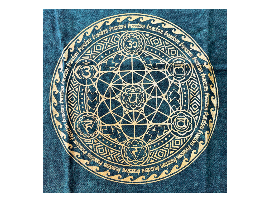 Velké Stone Washed Tričko - Chakra - Zelené: Motiv Chakra