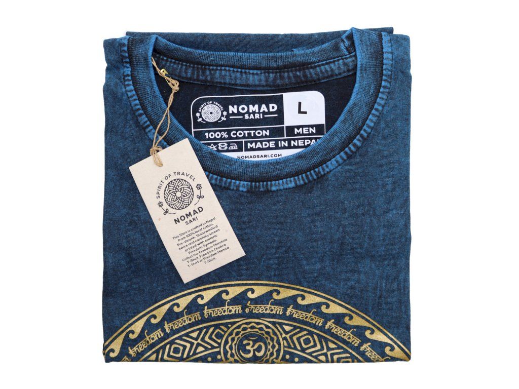 Velké Stone Washed Tričko - Chakra - Modré: Dvakrát prané kamenem