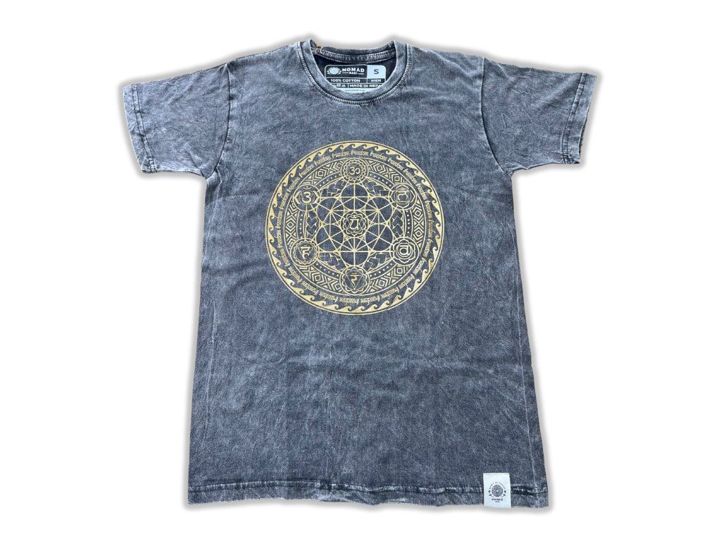 Velké Stone Washed Tričko - Chakra - Tmavě Šedé: Stonewashed vzhled