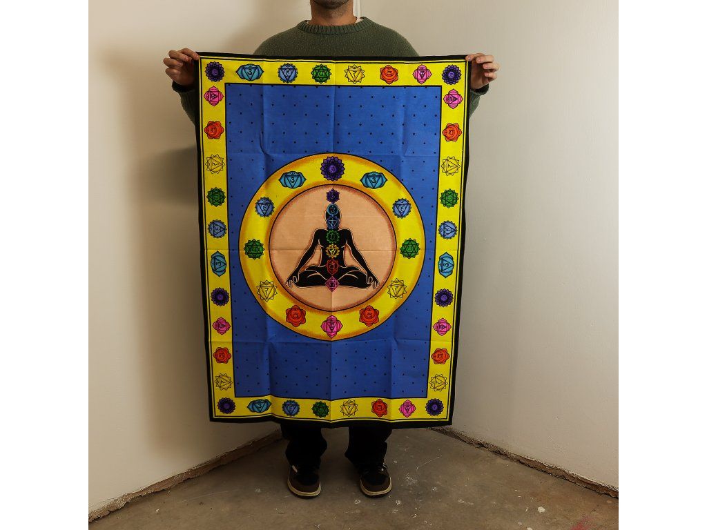 Bavlněné Nástěnné Závěsy (70x110cm) - Chakra Vibrace: Ručně vyrobeno v Indii