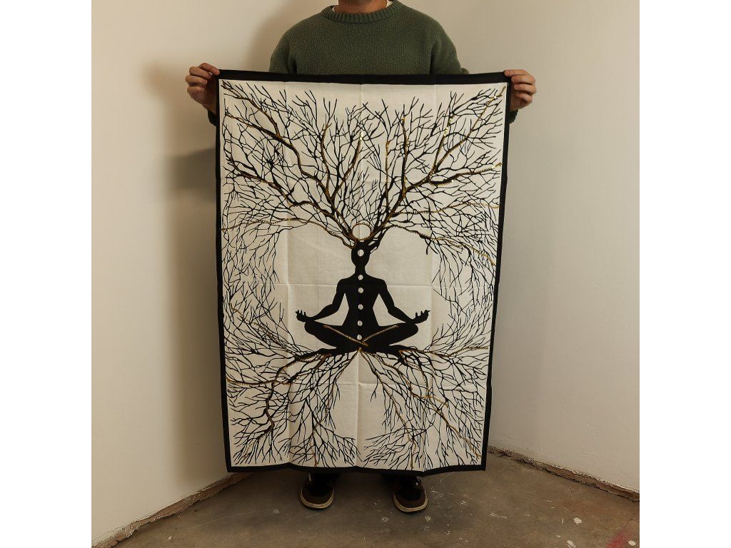 Bavlněné Nástěnné Závěsy (70x110cm) - Spojení Čakry Země: Strom života