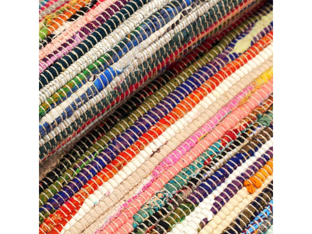 Pokojový Hadrovitý Koberec - 150x200cm - Náhodná Barva: Barevné proužky