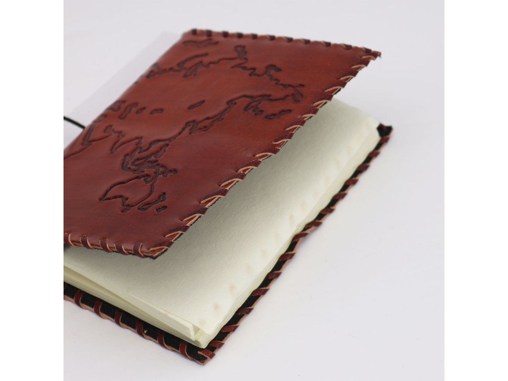 Cestovatelský Zápisník se Šňůrkou - Hnědý - 96 Stránek - 17x13cm: 96 stránek na zápisky