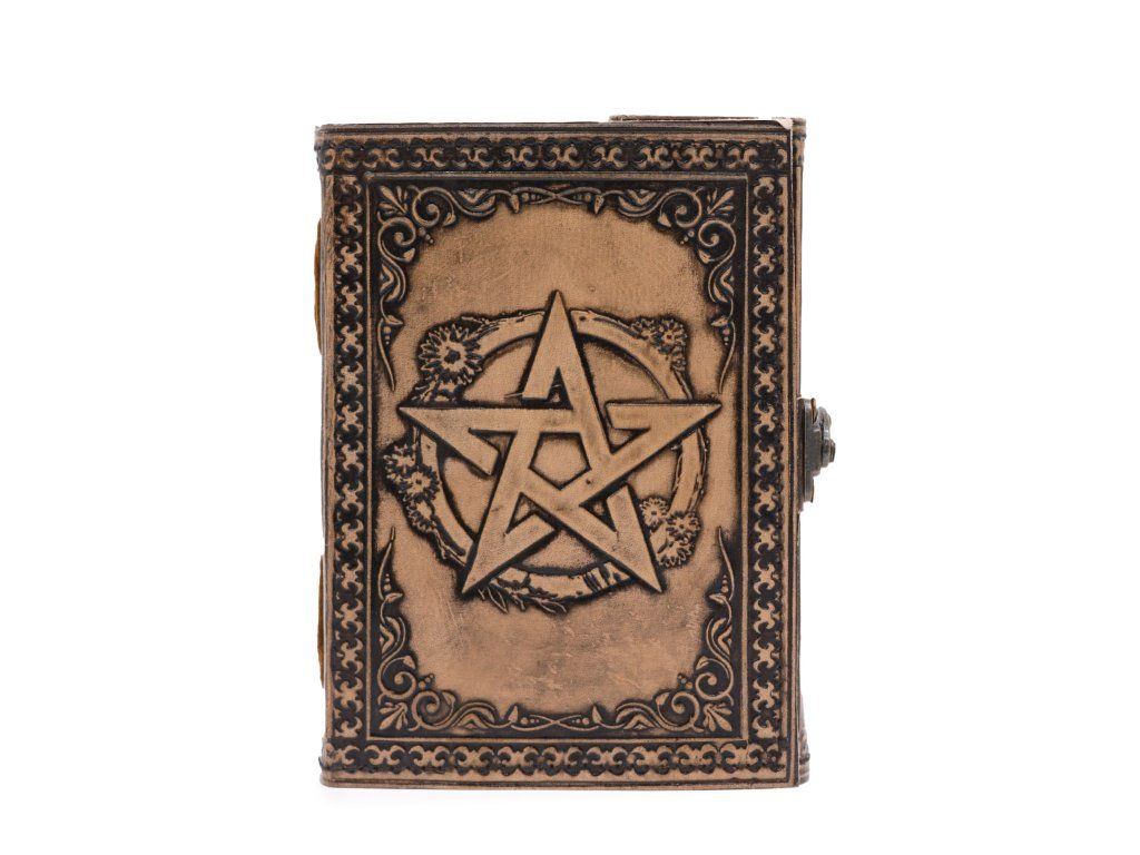 Pentagon - Esotericý Zápisník - Antický Šedý - 200 Stran - 17.5x12.5x3cm: Pentagram na desce
