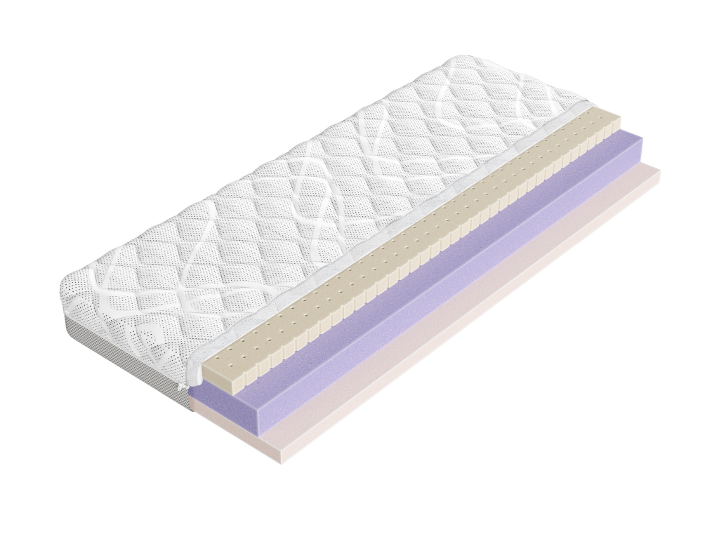 CLEAN 70x180 středně tvrdý 13 cm latex s antibakteriální pěnovou matrací: Latex a pěnové vrstvy