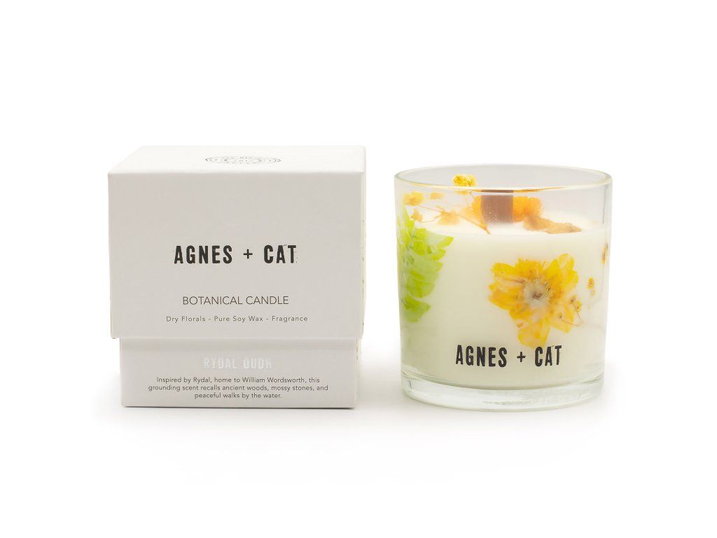 Agnes & Cat Botanická Sójová Svíčka - Rydal Oudh: Skleněná nádoba a dárkové balení