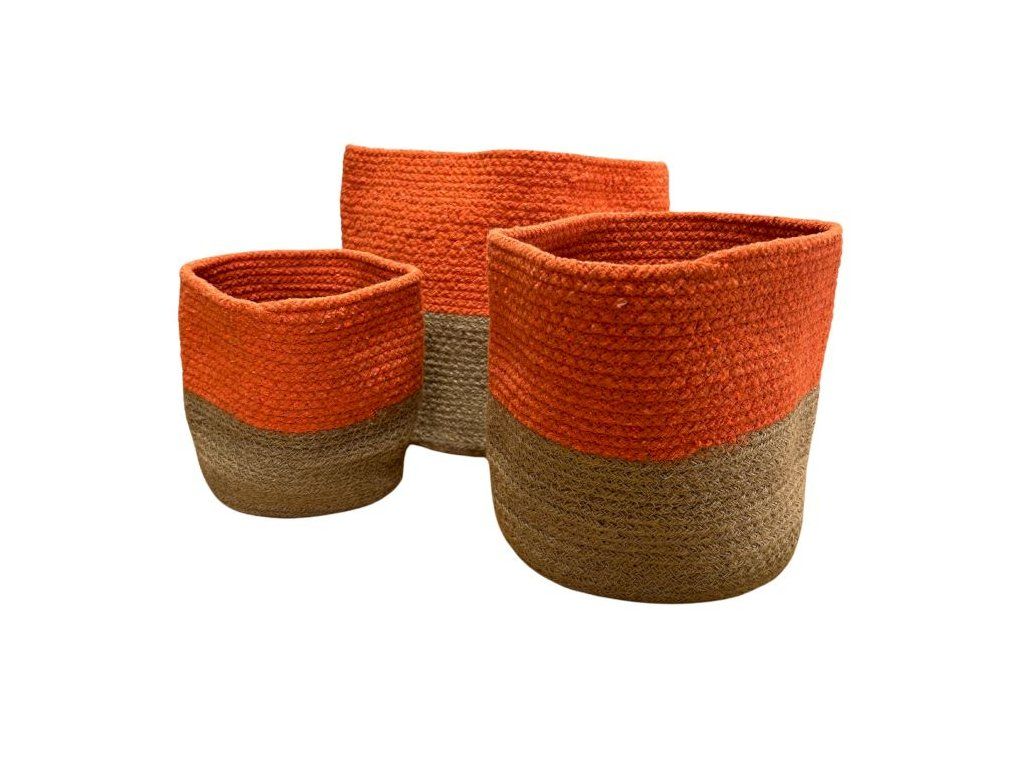 Malý úložný koš ze šňůry z bavlny/jutu, 15×15 cm, oranžový: Oranžová barva