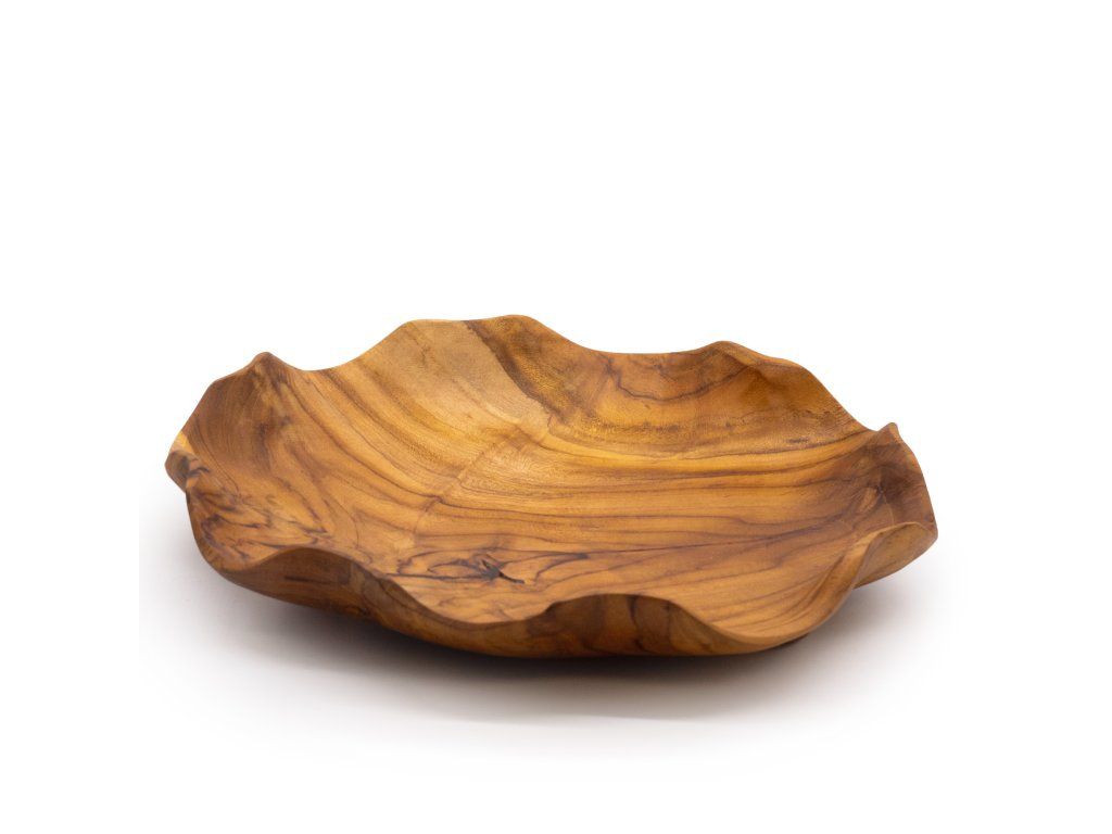 Hladká Kulatá Mísa na Ovoce z Teakového Dřeva - 30x5.5cm: Teakové dřevo