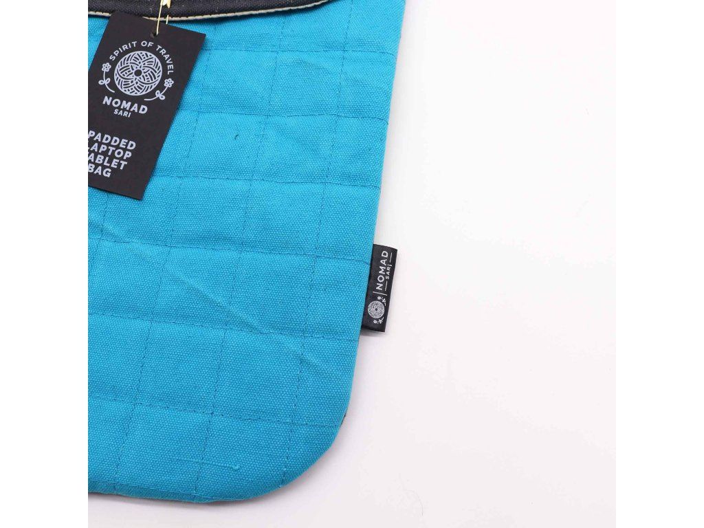 Polstrované pouzdro na notebook - tyrkysové - 14oz: Bavlněný povrch