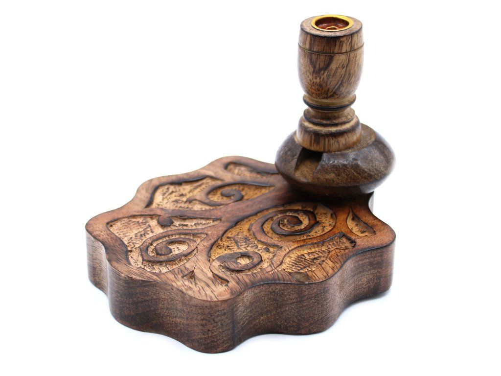 Malý Stojan “Tekoucí Dým“ z Mangového Dřeva - Strom Života: Stabilní rozměry 13 × 15 cm