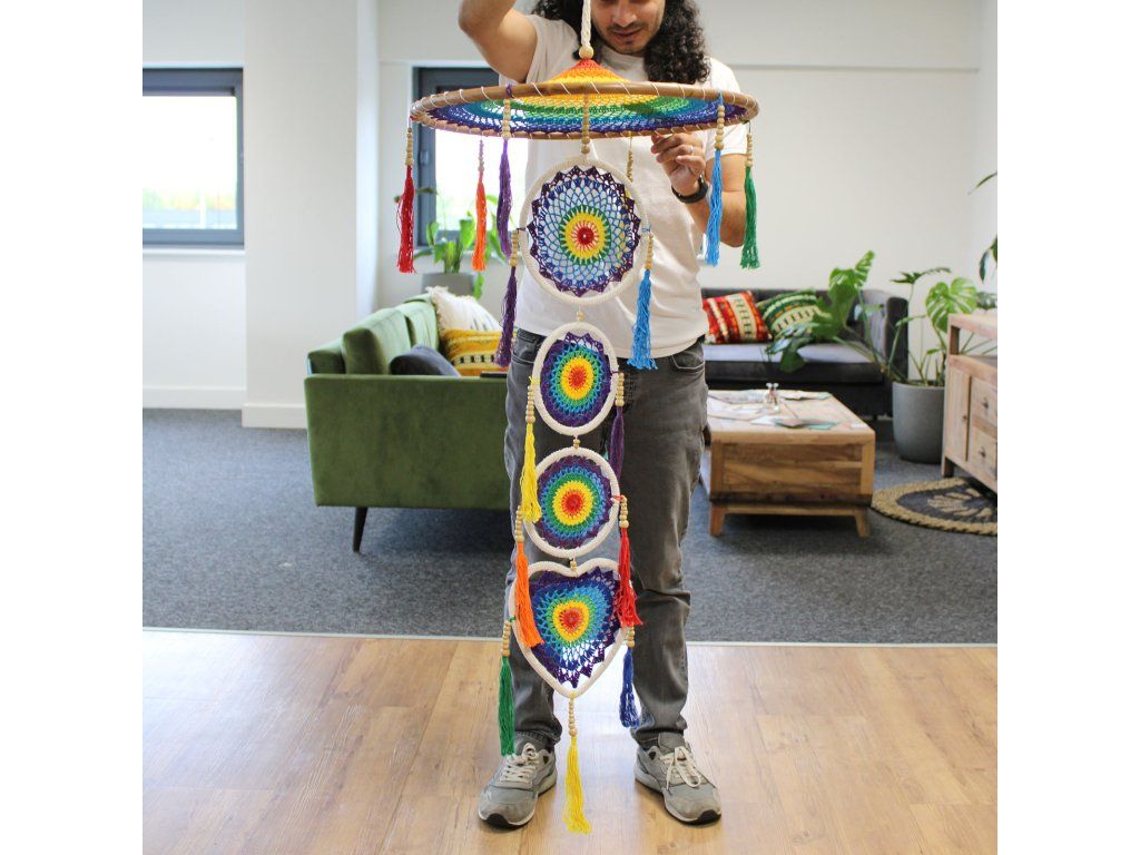 Extra Velký Lapač Snů - Živá Duha: Délka 140 cm