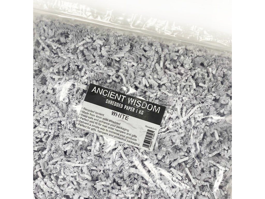 ZigZag DeLux Skartovaná Papírová Střiž - Bílá (1KG): Bílé provedení