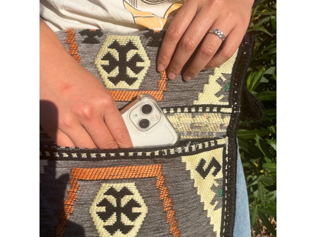 Kilim Festivalová Taška - Světle Šedá: Překlápěcí část