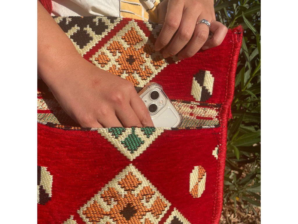 Kilim Festivalová Taška - Červená: Překlápěcí část