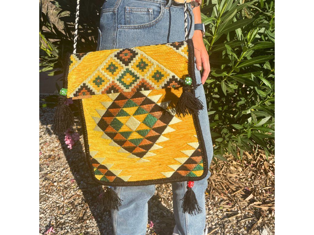 Kilim Festivalová Taška - Žlutá: Bavlna a polyester