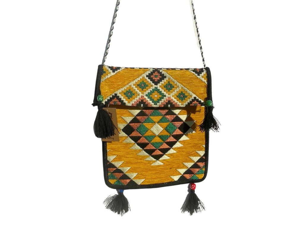 Kilim Festivalová Taška - Žlutá: Diagonální vzor